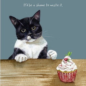 Little Dog Laughed Greeting Card - Cat Series Squares, Cupcake