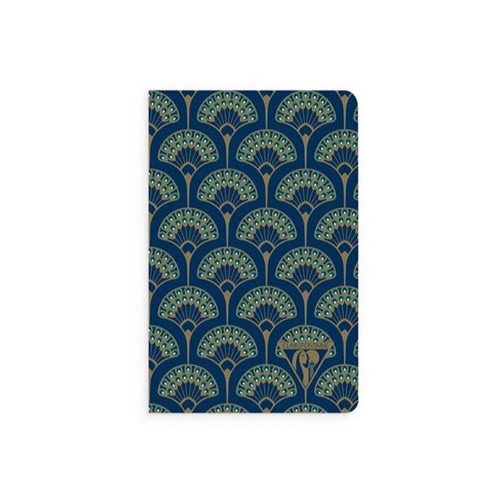 Clairefontaine Sewn Spine Notebook - Neo Deco Collection, Pocket, Ruled, Peacock Blue