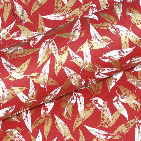 Gift Wrapping Paper - Coolabah, Uncoated, Red/Gold (approx 3 mtrs)