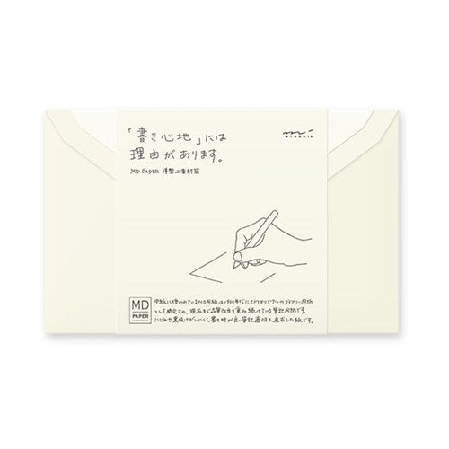 Midori MD Envelopes - 115 x 180mm, Horizontal Flap, Cream, Pack of 8