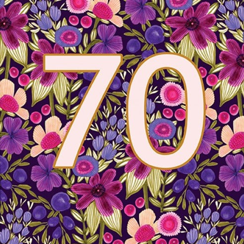 Kirsten Katz Birthday Card - 70th Birthday Plum Flowers