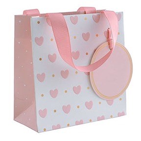 hiPP Gift Bag - Hearts & Dots, Pink/Gold, Small