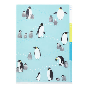 Midori 3 Pocket Clear File - A4, Penguin