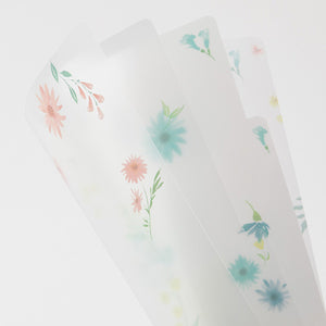Midori 3 Pocket Clear File - A4, Flowers