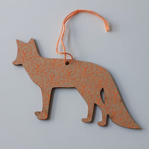 Ruby Star Wood Christmas Ornament - Fox, Orange