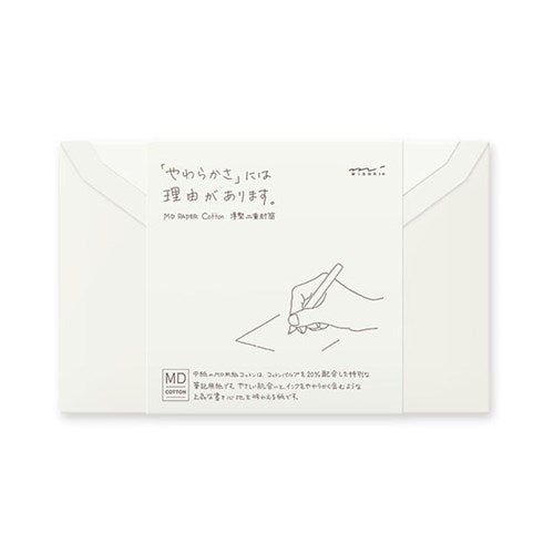 Midori MD Envelopes - 115 x 180mm, Horizontal Flap, Cotton, Pack of 8