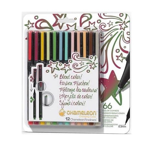 Chameleon Fineliner Pens - Designer Set, 12 Colours