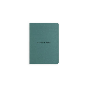 MiGoals Get Shit Done Notebook - A6, Minimal, Teal