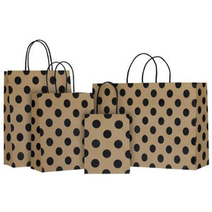 Gift Bag - Twisted Handle, Pearls Black/Kraft, Medium, 210x270x110mm