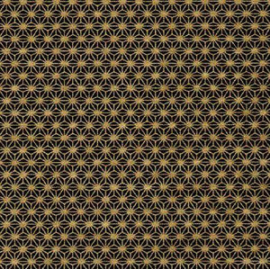 Chiyogami Paper - A4, Gold Starburst on Black Background