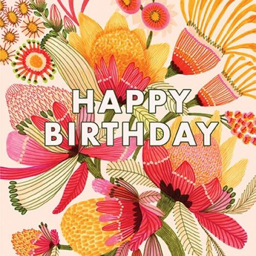 Kirsten Katz Birthday Card - Happy Birthday Wild Proteas