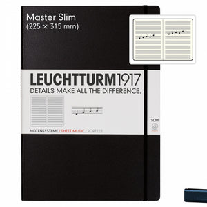 Leuchtturm1917 Notebook - Staves, A4+ Slim, Black