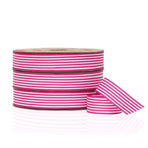 Ribbon: 25mm Candy Stripe Grosgrain Fuchsia (per metre)