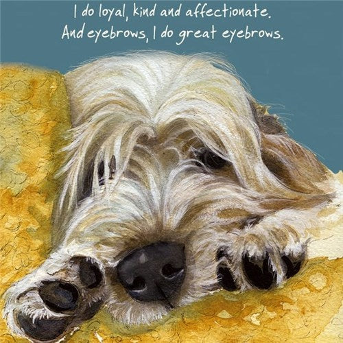 Little Dog Laughed Greeting Card - Dog Series Squares, Eyebrows