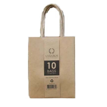 Twisted Handle Bags - Kraft, Pack of 10, 160x200x80mm