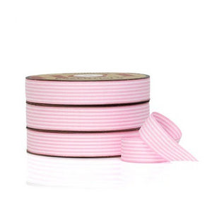 Ribbon: 25mm Candy Stripe Grosgrain Light Pink (per metre)
