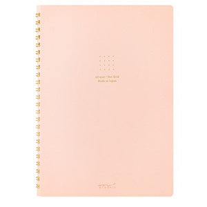 Midori MD Colour Ring Notebook - A5, Pink, Dot Grid