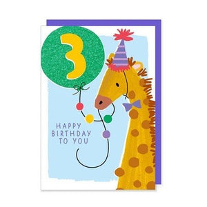 Rosanna Rossi Greeting Card - 3rd Birthday, Giraffe