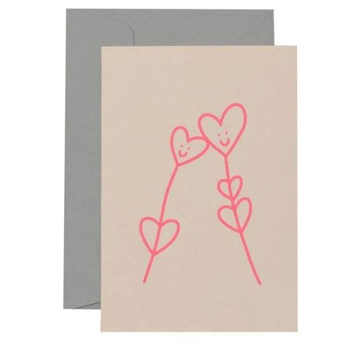 Me & Amber Greeting Card - Heart Flowers, Sherbet Ink on Blush