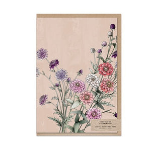 Typoflora Greeting Card - Field of Flowers, Zinnias Portrait