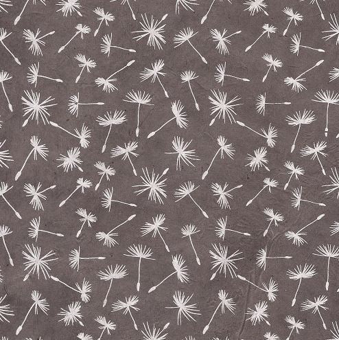 Himalayan Wrapping Paper - Silver Dandelions on Grey