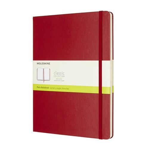 Moleskine Hard Cover Notebook - Plain, Extra Large, Scarlet Red