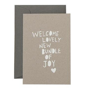 Me & Amber Baby Card - New Bundle, White Ink on Kraft