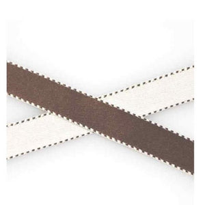 Ribbon: 10mm Two Tone Satin - Cream/Chocolate (per metre)