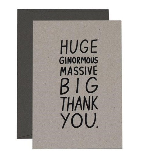 Me & Amber Greeting Card - Huge Thank You, Black Ink on Kraft