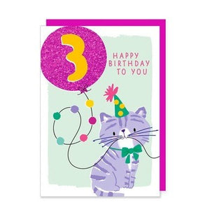 Rosanna Rossi Greeting Card - 3rd Birthday, Cat