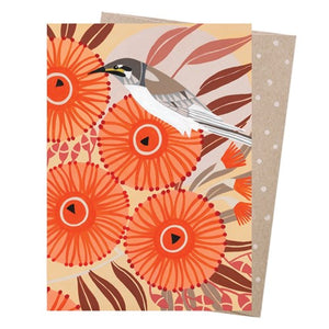 Earth Greetings Card - Helen Ansell, Yellow Faced Honeyeater