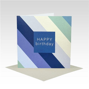 Rhicreative Greeting Card - Blue & Green Stripe Birthday