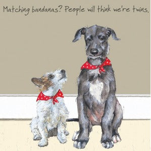 Little Dog Laughed Greeting Card - Dog Series Squares, Twins