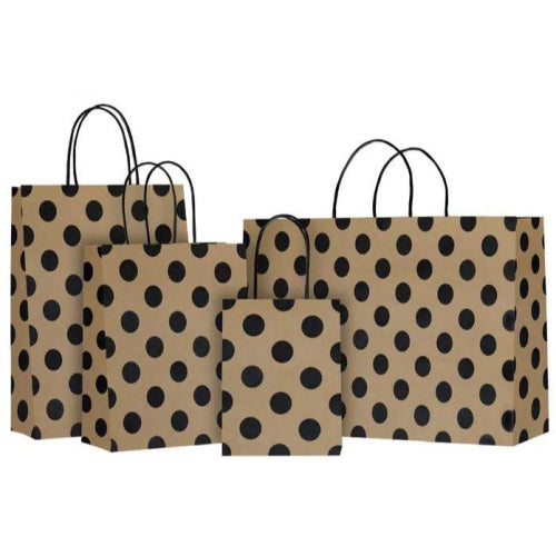 Gift Bag - Twisted Handle, Pearls Black/Kraft, Large, 250x350x110mm