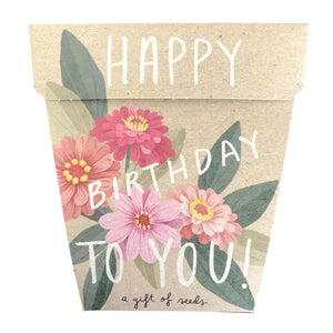 Gift of Seeds Card - Happy Birthday Zinnia