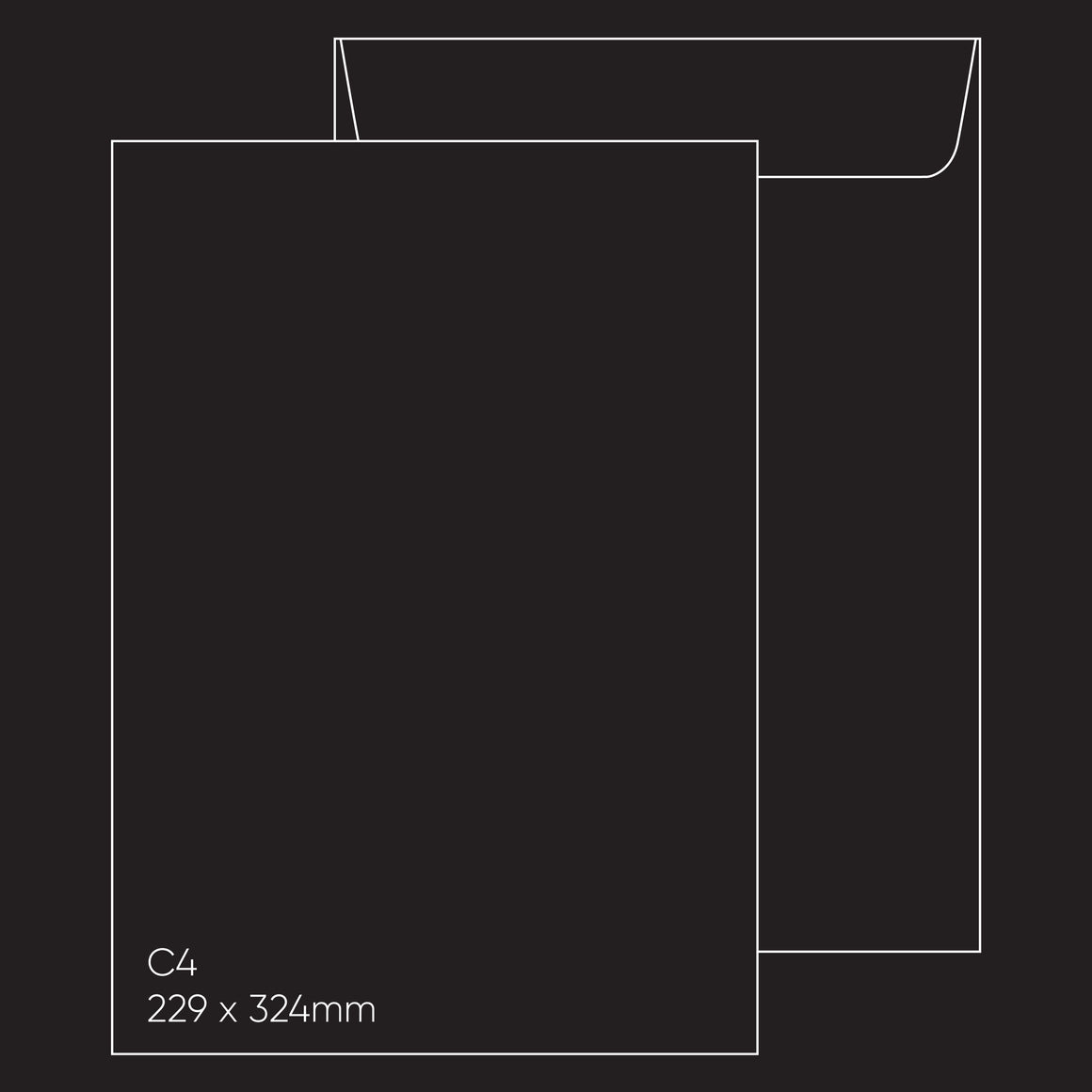 C4 Envelope (229 x 324mm) - Popticks Black, Single