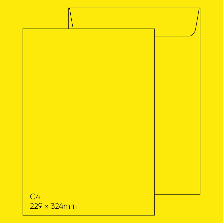 C4 Envelope (229 x 324mm) - Popticks Lemon Yellow, Single
