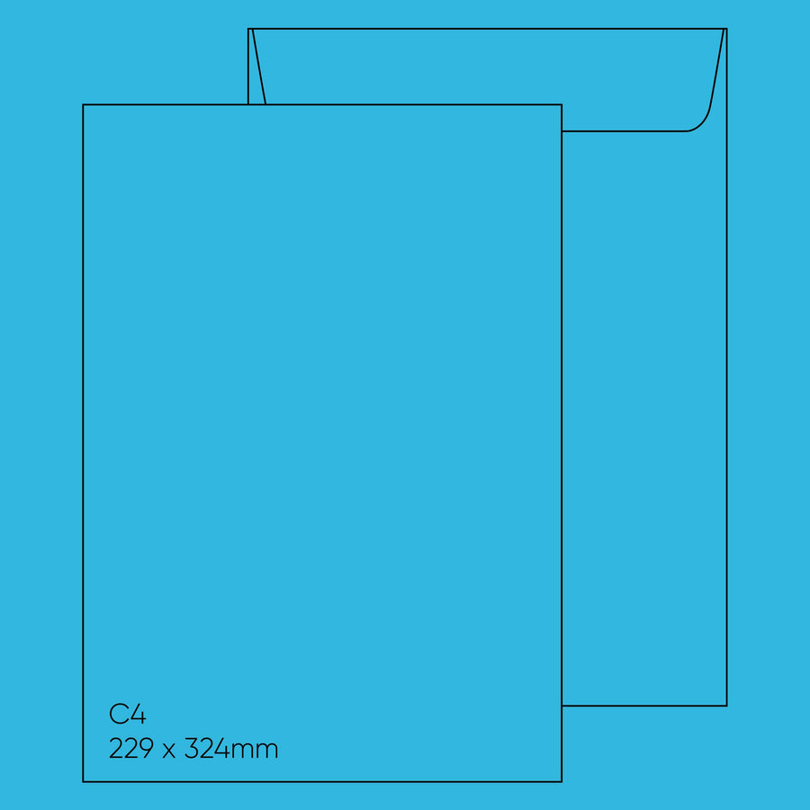C4 Envelope (229 x 324mm) - Popticks Turquoise, Single