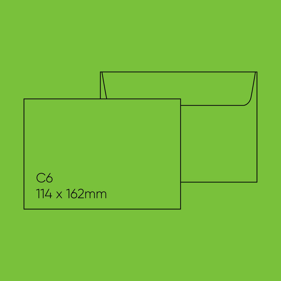 C6 Envelope (114x162mm) - Popticks, Parrot Green, Pack of 10