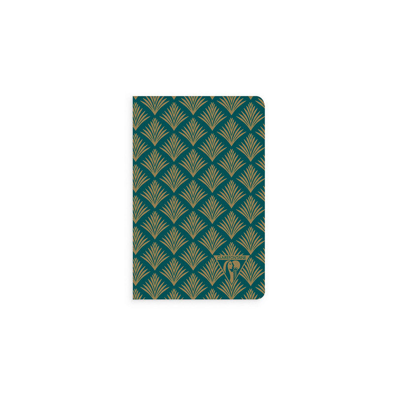Clairefontaine Sewn Spine Notebook - Neo Deco Collection, Pocket, Ruled, Emerald Green