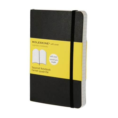 Moleskine Soft Cover Notebook - Squared, Pocket, Black | Moleskine | Paperpoint Stationery South Melbourne