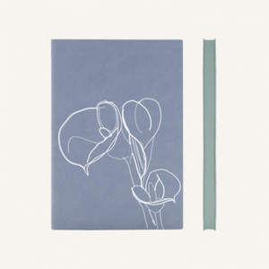 Daycraft Signature Floral Doodle Notebook - Plain, A5, Blue Calla Lily