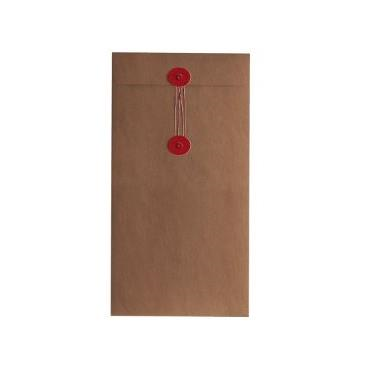 Button & String Envelope - DL (110 x 220mm), Kraft/Red B&S | Button & String | Paperpoint Stationery South Melbourne