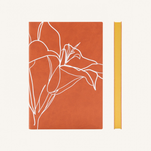 Daycraft Signature Floral Doodle Notebook - Plain, A5, Rusty Lily