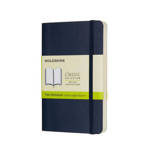 Moleskine Soft Cover Notebook - Plain, Pocket, Blue | Moleskine | Paperpoint Stationery South Melbourne