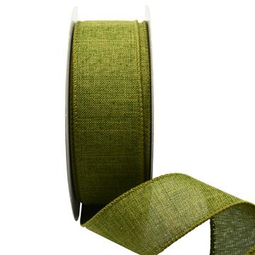 Ribbon: 38mm Wire Edge Plain Weave - Moss (per metre)