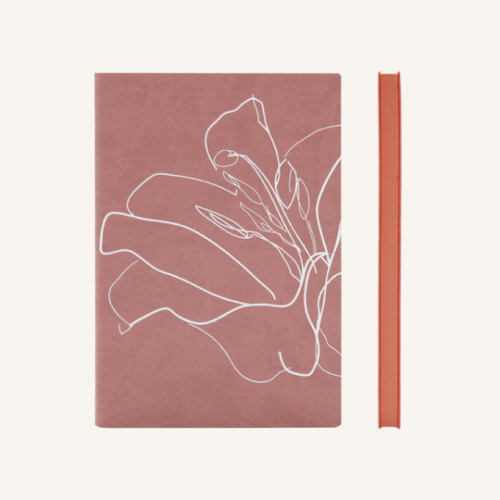 Daycraft Signature Floral Doodle Notebook - Plain, A5, Dusty Pink Eustoma
