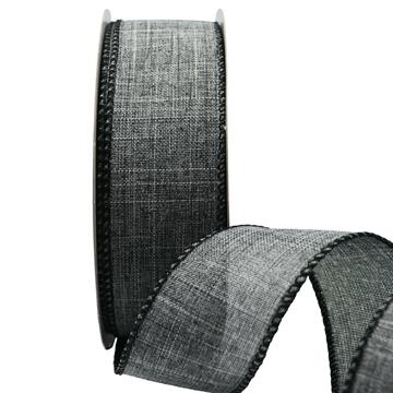Ribbon: 38mm Wire Edge Plain Weave - Grey (per metre)