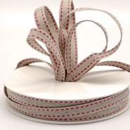 Ribbon: 10mm Double Stitch Linen - Hot Pink (per metre)