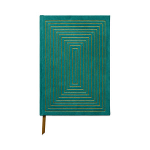 Designworks Cloth Cover Notebook - Medium, Linear Boxes, Green